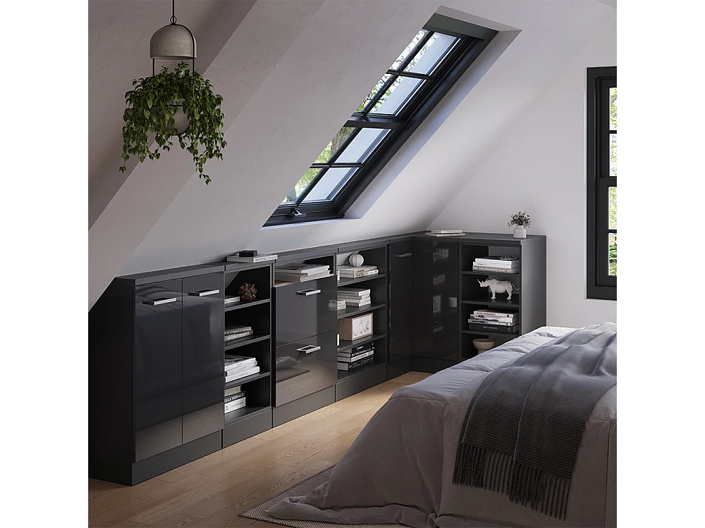 Meuble de cuisine dangle pour combles anthracite haute brillance 75.6x75.6x81.6 r-line