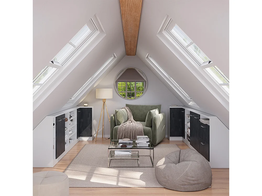 Meuble de cuisine dangle pour combles béton noir 75.6x75.6x81.6 r-line