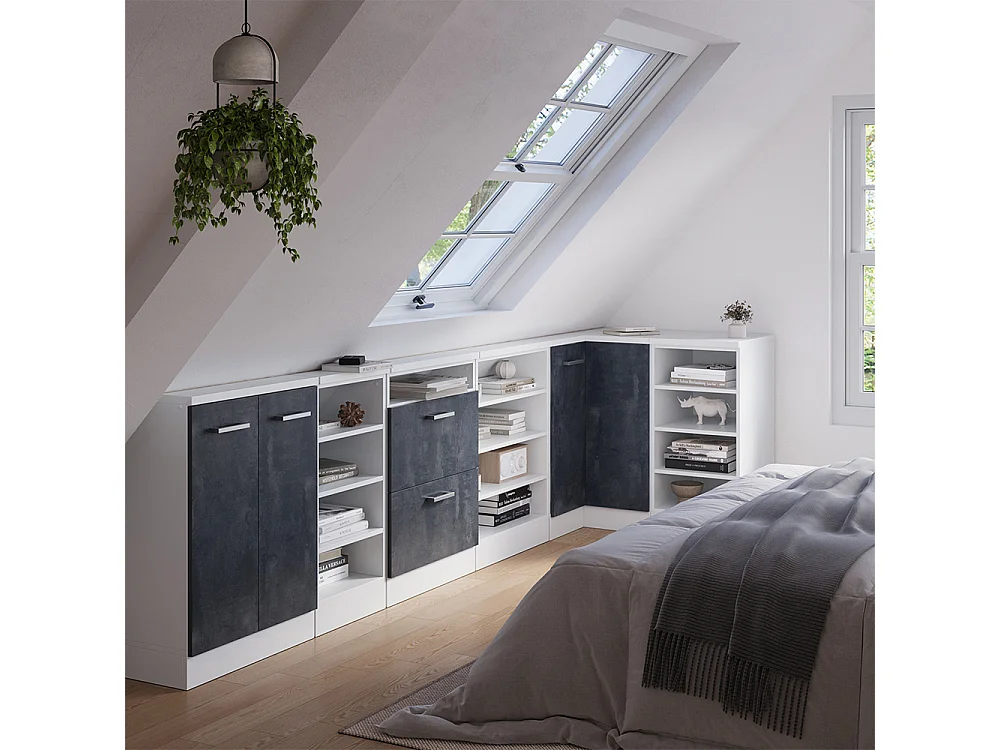 Meuble de cuisine dangle pour combles béton noir 75.6x75.6x81.6 r-line