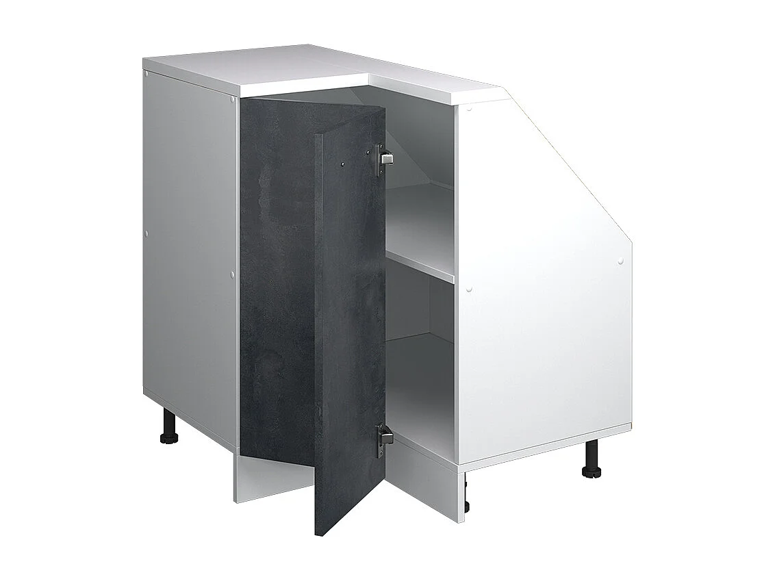 Corner kitchen cabinet for sloping roofs black concrete 75.6x75.6x81.6 r-line