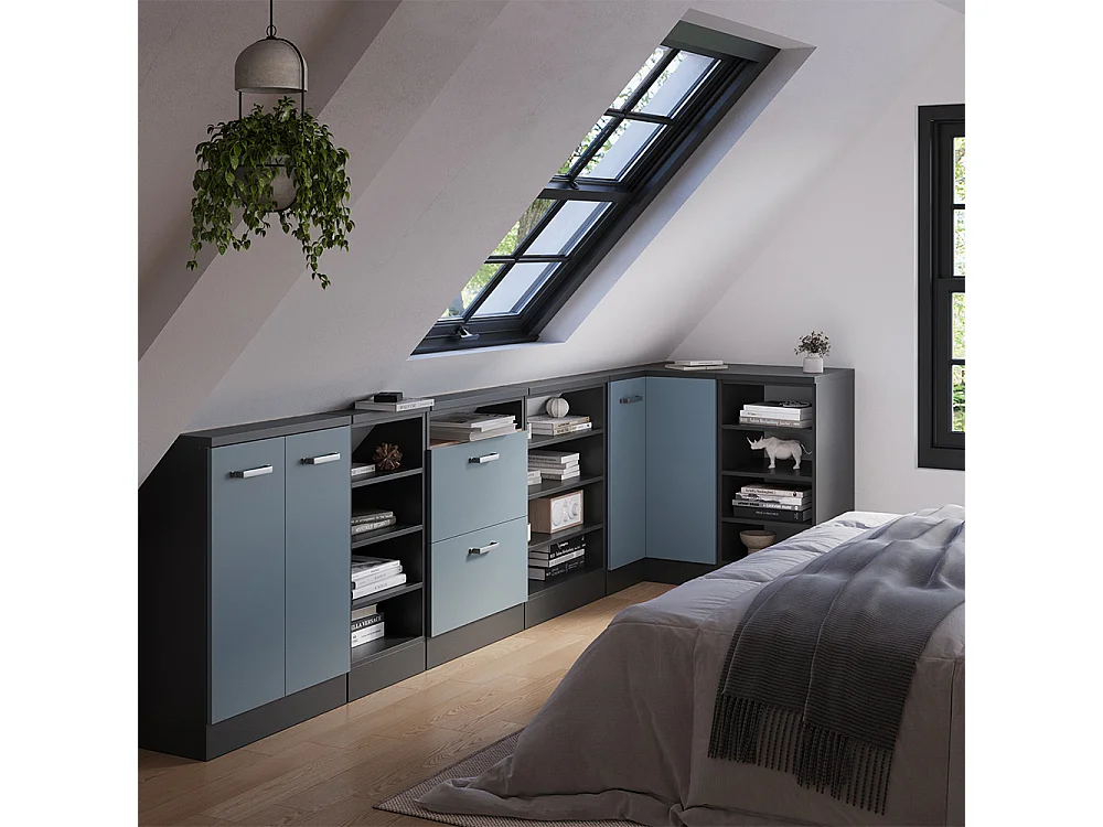 Meuble de cuisine dangle pour combles bleu-gris 75.6x75.6x81.6 r-line