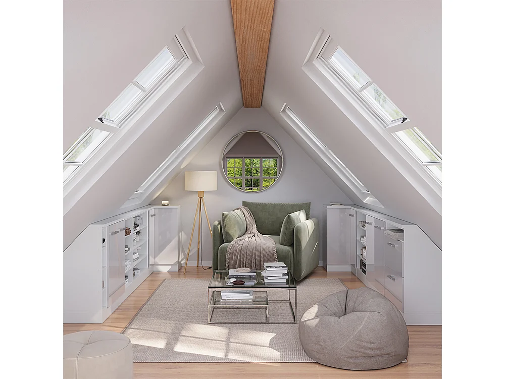 Meuble de cuisine dangle pour combles blanc haute brillance 75.6x75.6x81.6 r-line