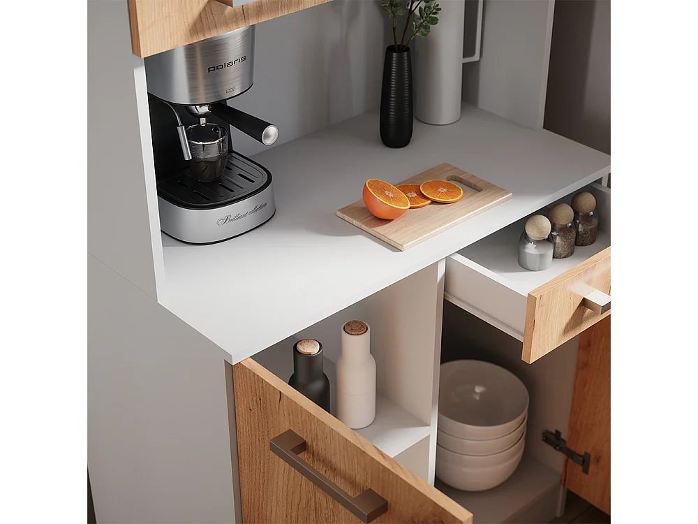 Bufet kuchenny biały/złoty dąb 83.6x46x188.5 raul