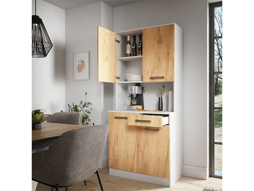 Bufet kuchenny biały/złoty dąb 83.6x46x188.5 raul