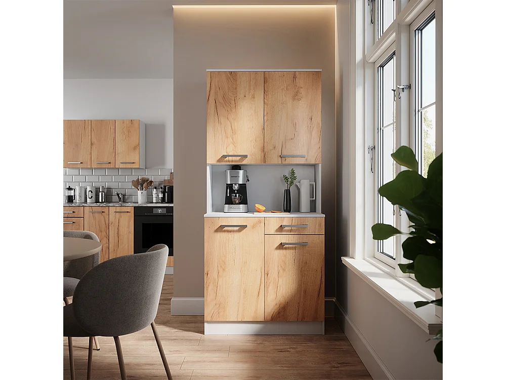 Bufet kuchenny biały/złoty dąb 83.6x46x188.5 raul