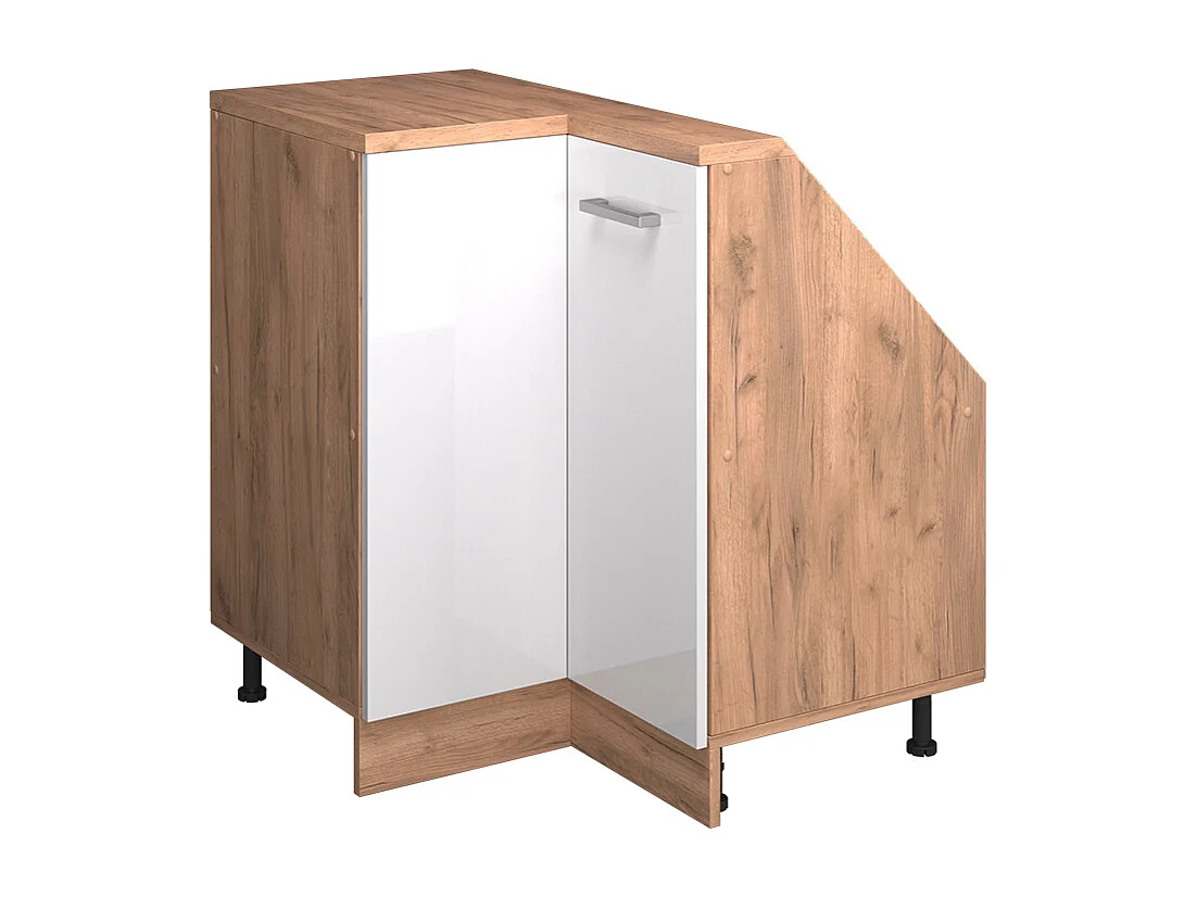 Eck-Küchenschrank für Dachschrägen weiß hochglanz 75.6x75.6x81.6 r-line