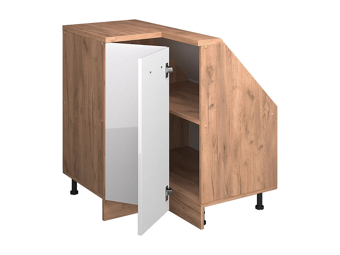Eck-Küchenschrank für Dachschrägen weiß hochglanz 75.6x75.6x81.6 r-line