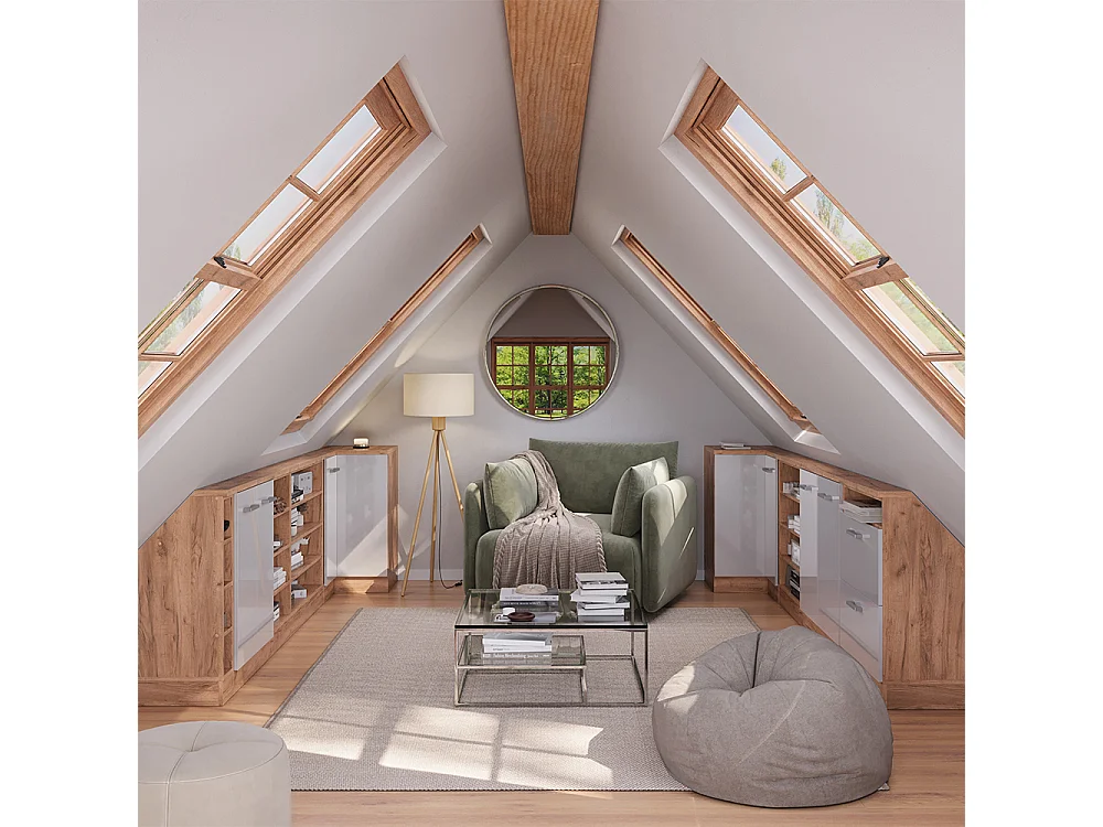 Eck-Küchenschrank für Dachschrägen weiß hochglanz 75.6x75.6x81.6 r-line