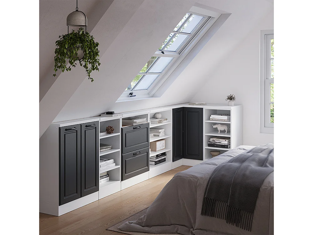 Meuble de cuisine dangle pour combles anthracite campagne 75.6x75.6x81.6 r-line