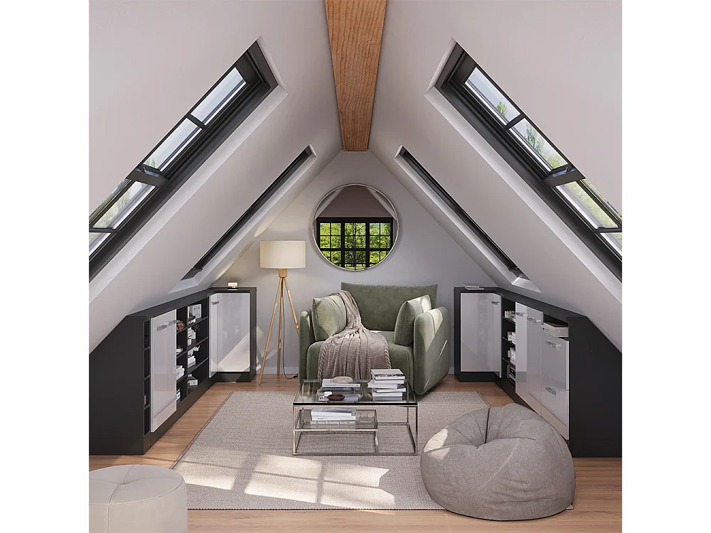 Meuble de cuisine dangle pour combles blanc haute brillance 75.6x75.6x81.6 r-line