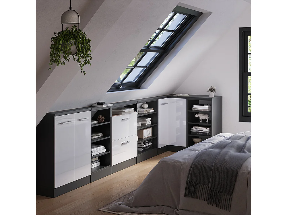 Meuble de cuisine dangle pour combles blanc haute brillance 75.6x75.6x81.6 r-line