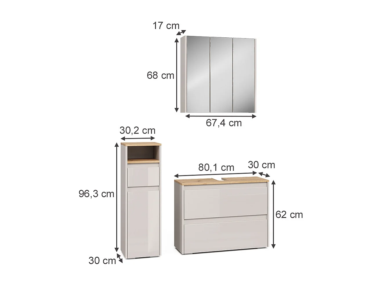 Badmöbel-Set cashmere/artisan 30.2x30x96.3 majest