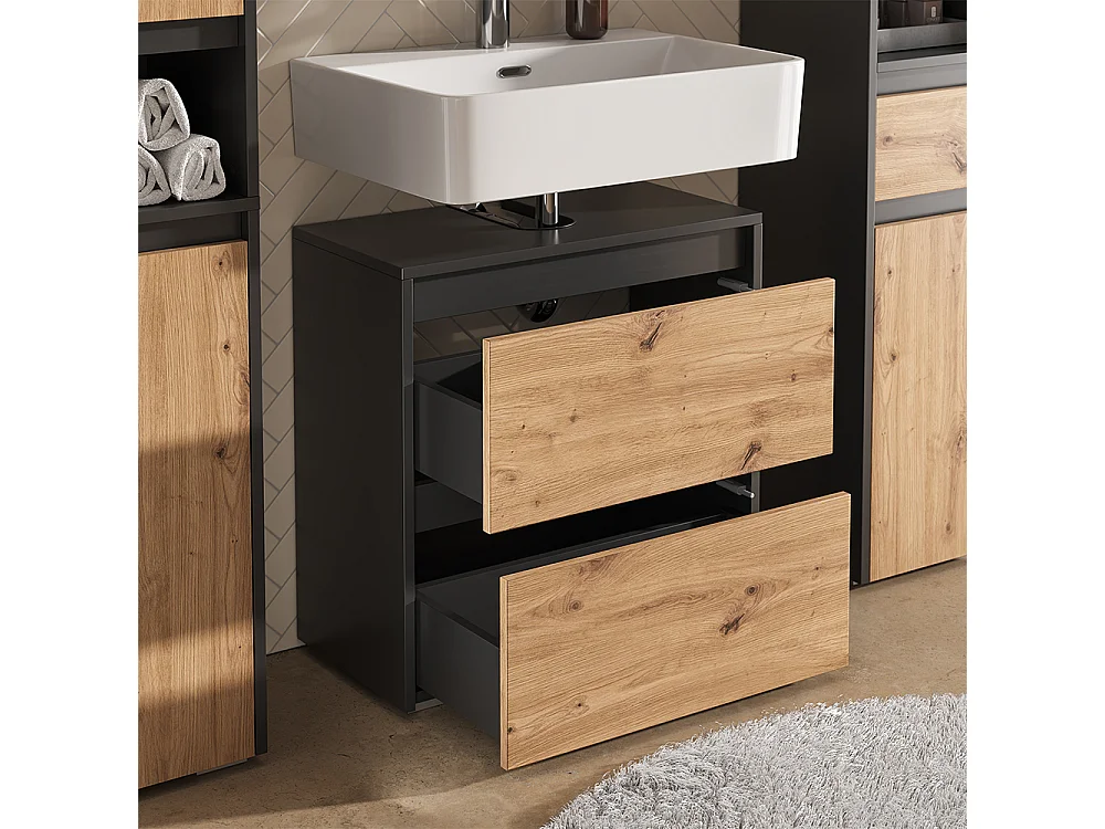 Meubles bain anthracite/artisan 60.1x30.1x62 majest