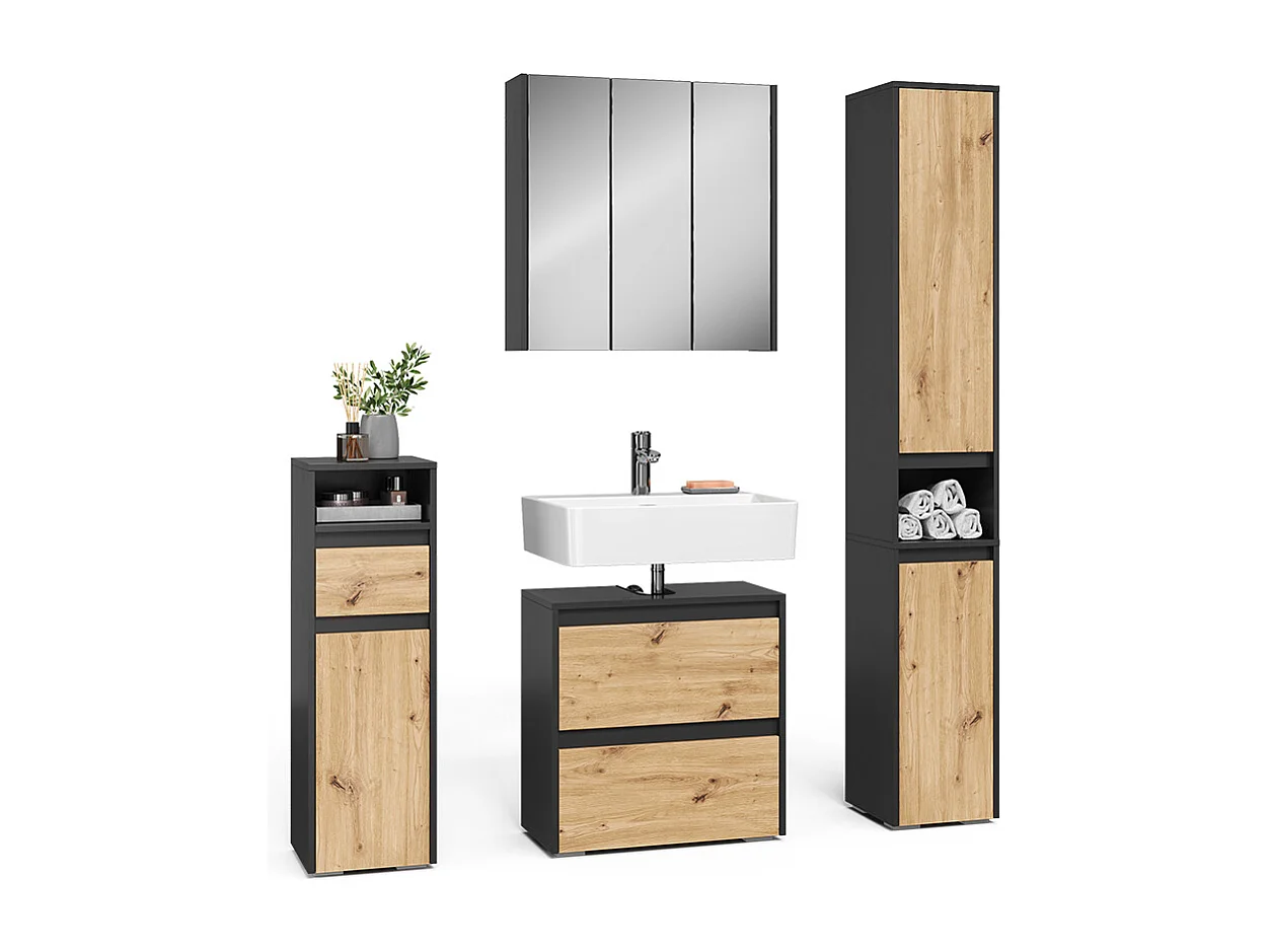 Meubles bain anthracite/artisan 60.1x30.1x62 majest