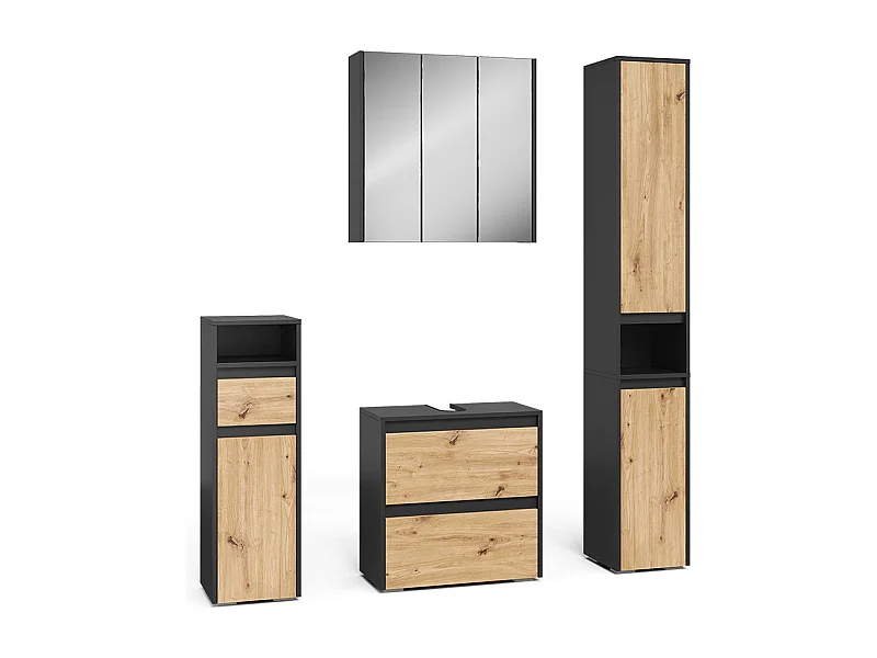 Meubles bain anthracite/artisan 60.1x30.1x62 majest