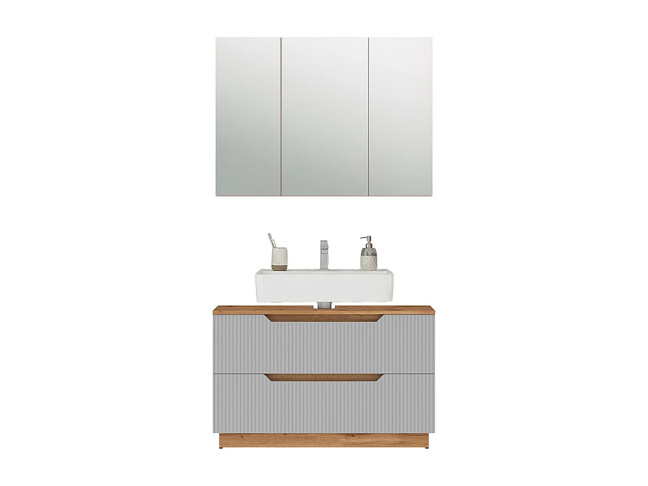 Meubles bain chêne/gris rayé 119.2x35x62.5 lotta