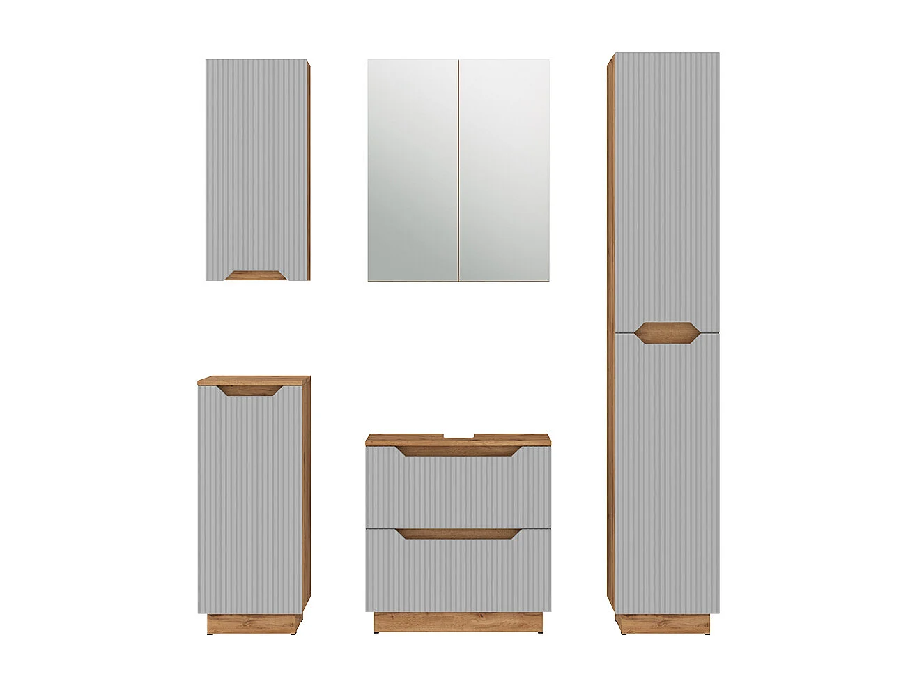 Badeværelsesmøbler sæt eg/grå stribet 59.8x32x62.5 lotta