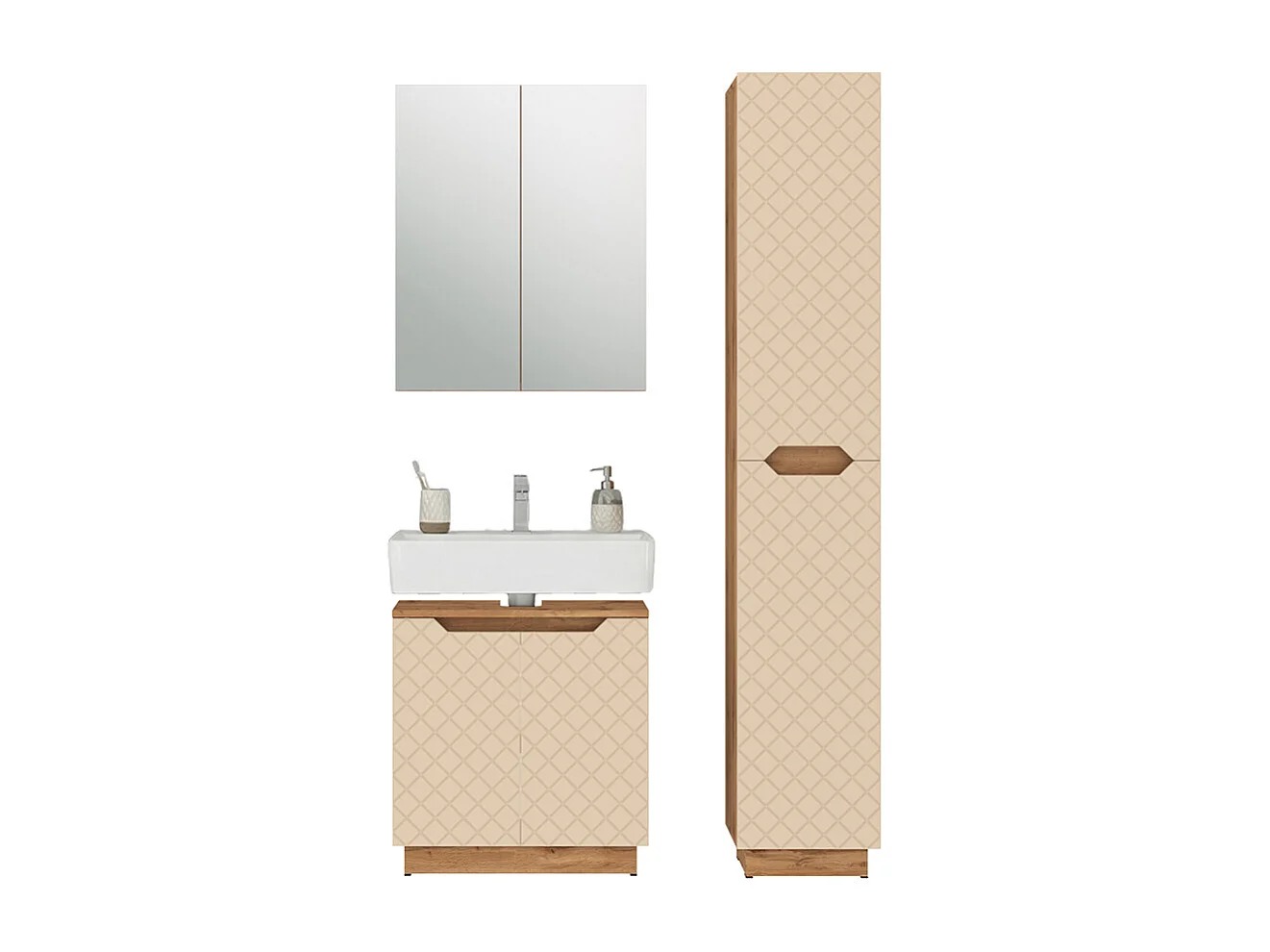 Badkamermeubelset eiken/kasjmier met tegelstructuur 59.8x32x62.1 lotta