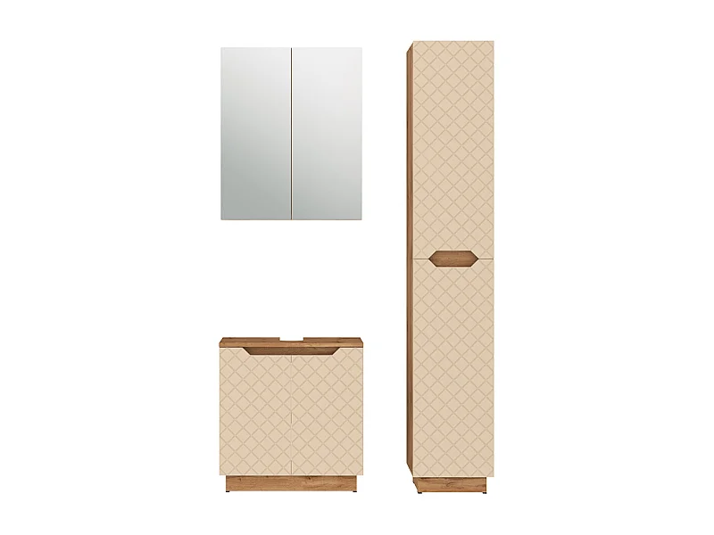 Badkamermeubelset eiken/kasjmier met tegelstructuur 59.8x32x62.1 lotta
