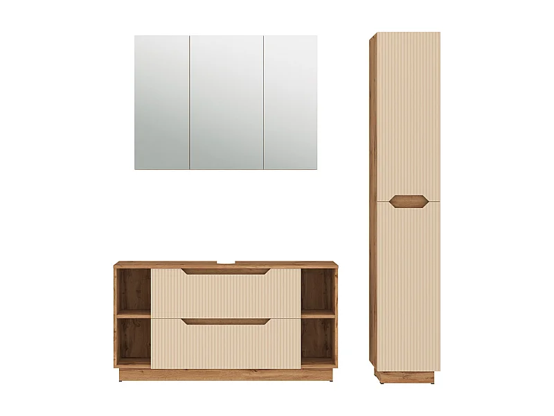 Juego de muebles de baño de 3 piezas rayas roble/cachemira 119.2x35x62.5 lotta