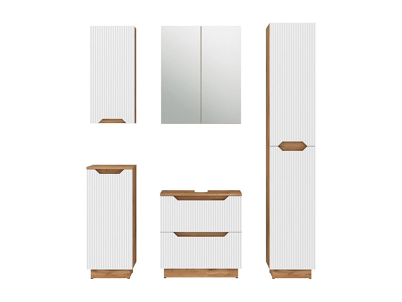 Badmöbel-Set eiche/weiß gestreift 59.8x32x62.5 lotta