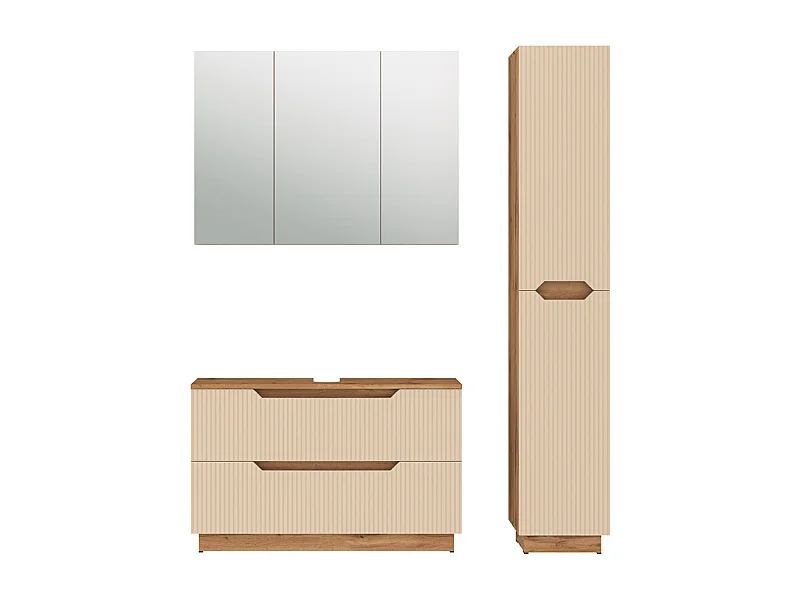 Badkamermeubelset eiken/kasjmier gestreept 99.4x32x62.5 lotta