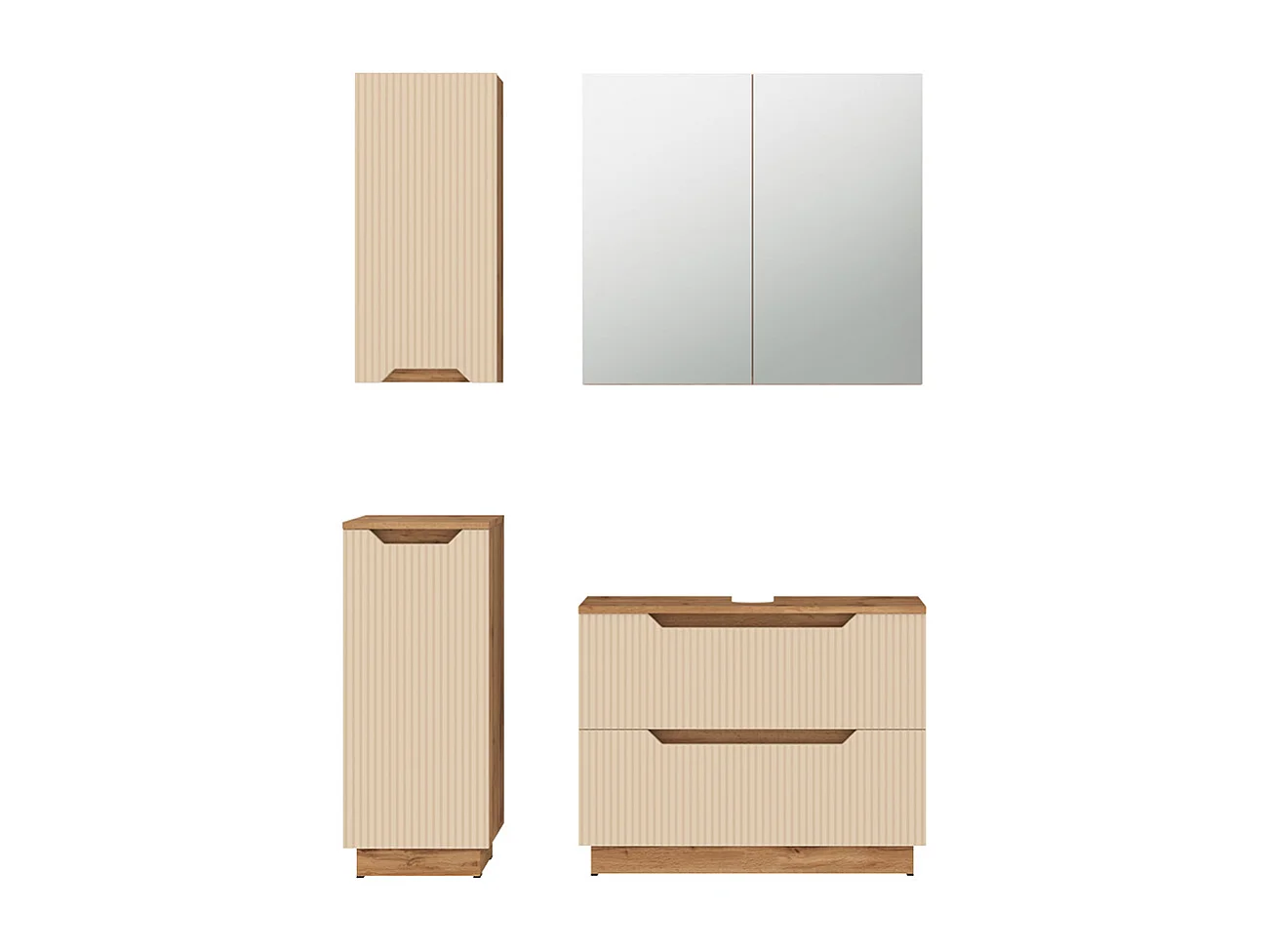 Meubles bain chêne/cachemire rayé 79.6x32x62.5 lotta