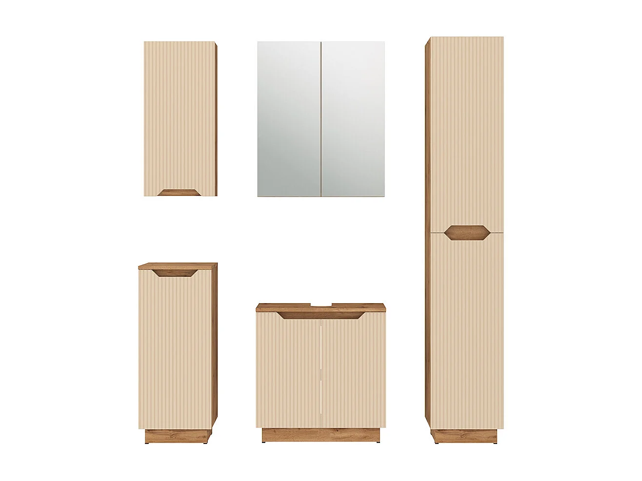 Badkamermeubelset eiken/kasjmier gestreept 59.8x32x62.1 lotta