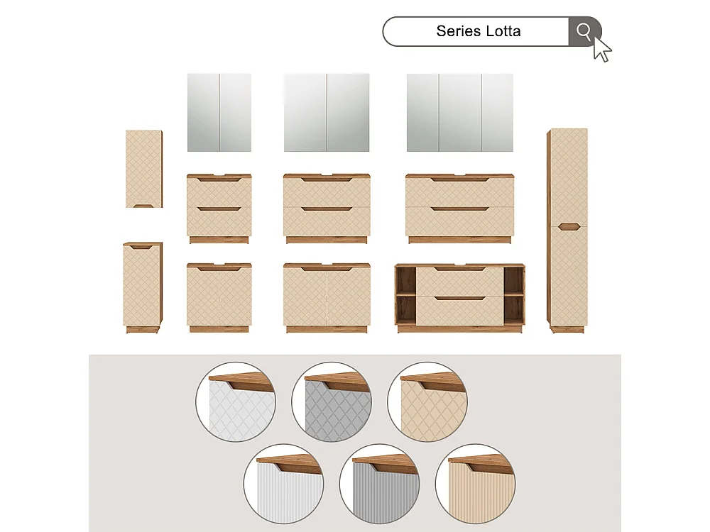 Bathroom furniture set oak/cashmere striped 59.8x32x62.1 lotta