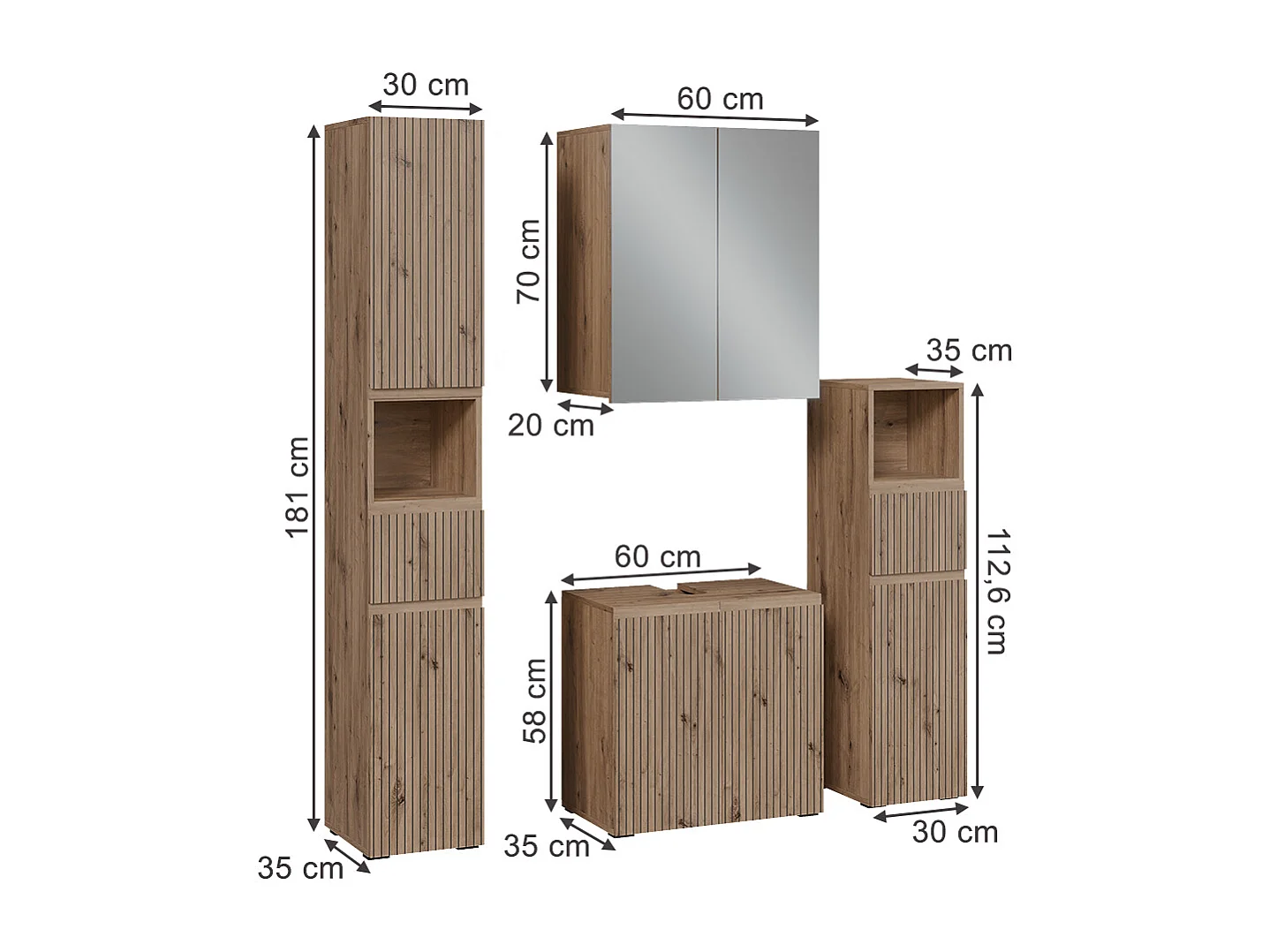 Ensemble de meubles de salle de bain artisan 60x35x58 takumi