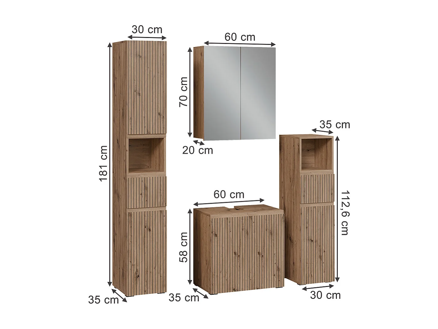Bathroom furniture set artisan 60x35x58 takumi