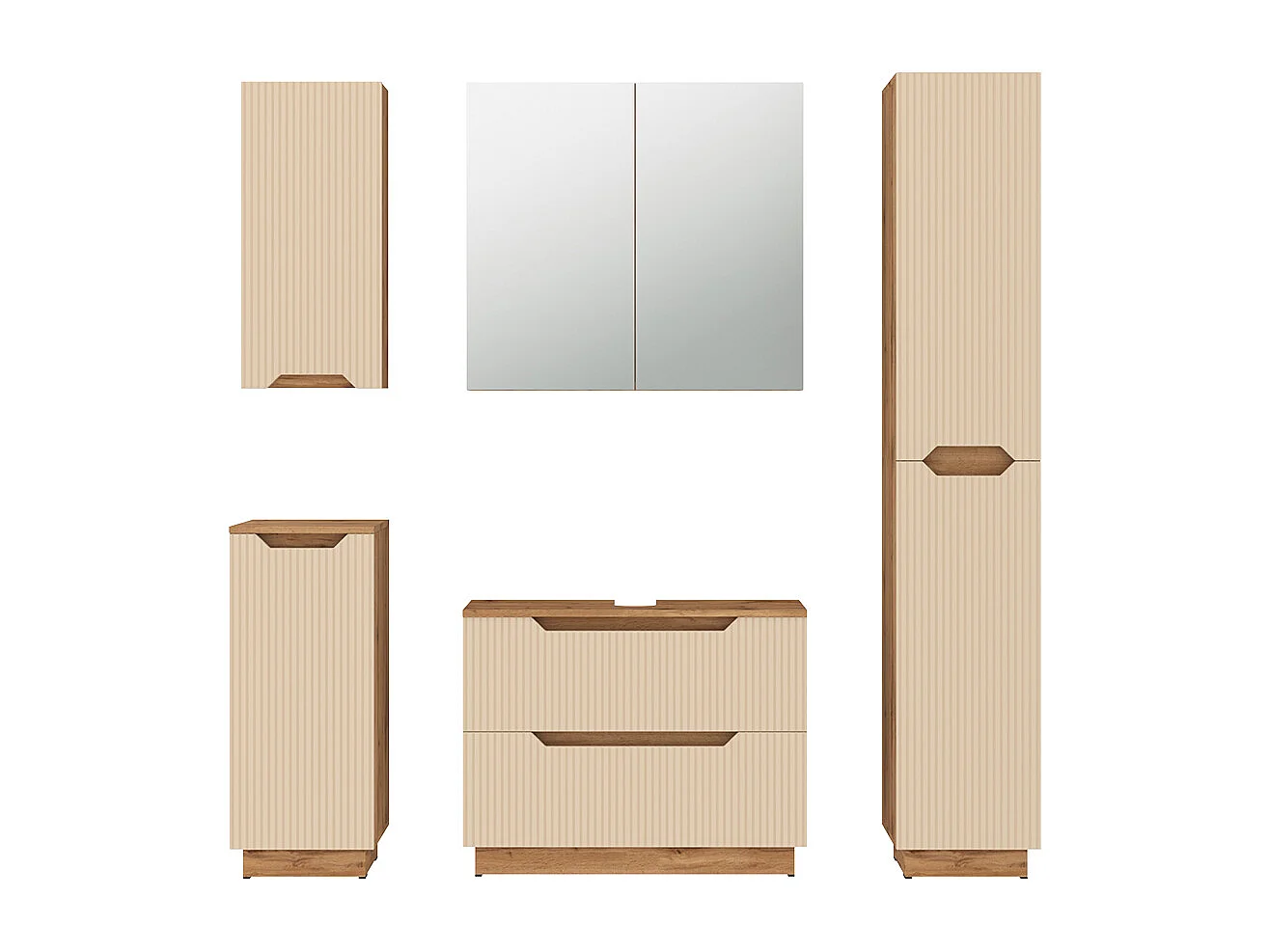 Badkamermeubelset eiken/kasjmier gestreept 79.6x32x62.1 lotta