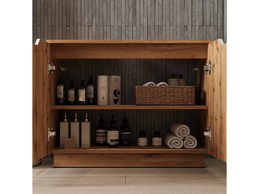 Set di mobili da bagno rovere/bianco con struttura in piastrelle 79.6x32x62.1 lotta