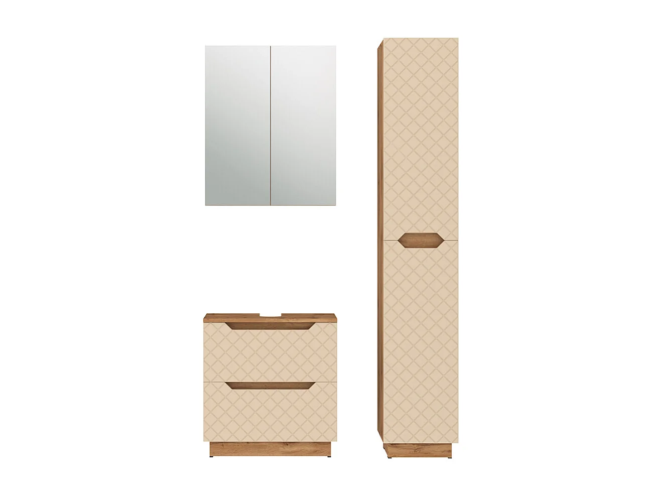 Badkamermeubelset eiken/kasjmier met tegelstructuur 59.8x32x62.5 lotta