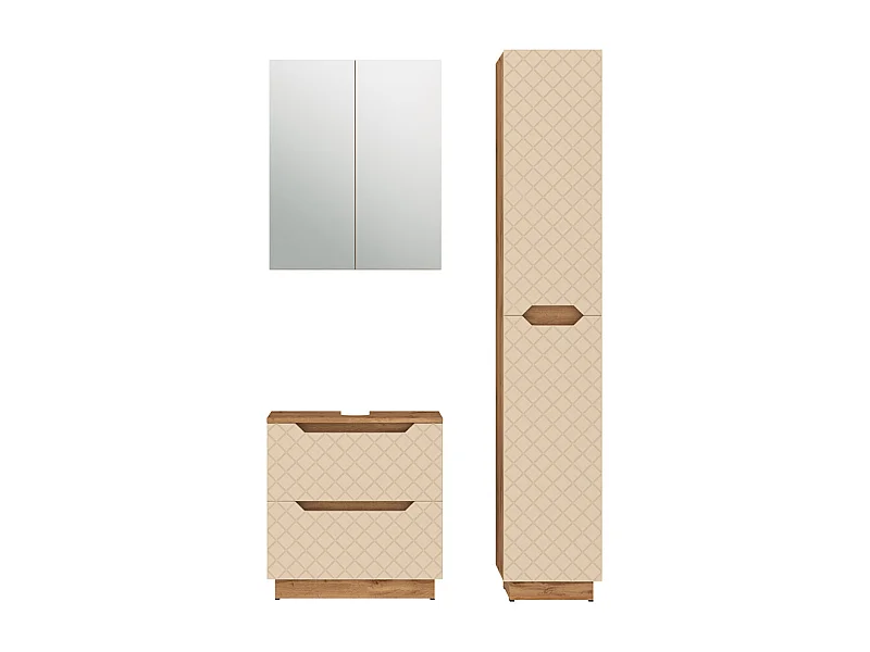 Badkamermeubelset eiken/kasjmier met tegelstructuur 59.8x32x62.5 lotta