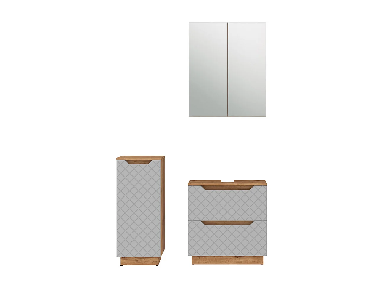 Badmöbel-Set eiche/grau mit kachelstruktur 59.8x32x62.5 lotta