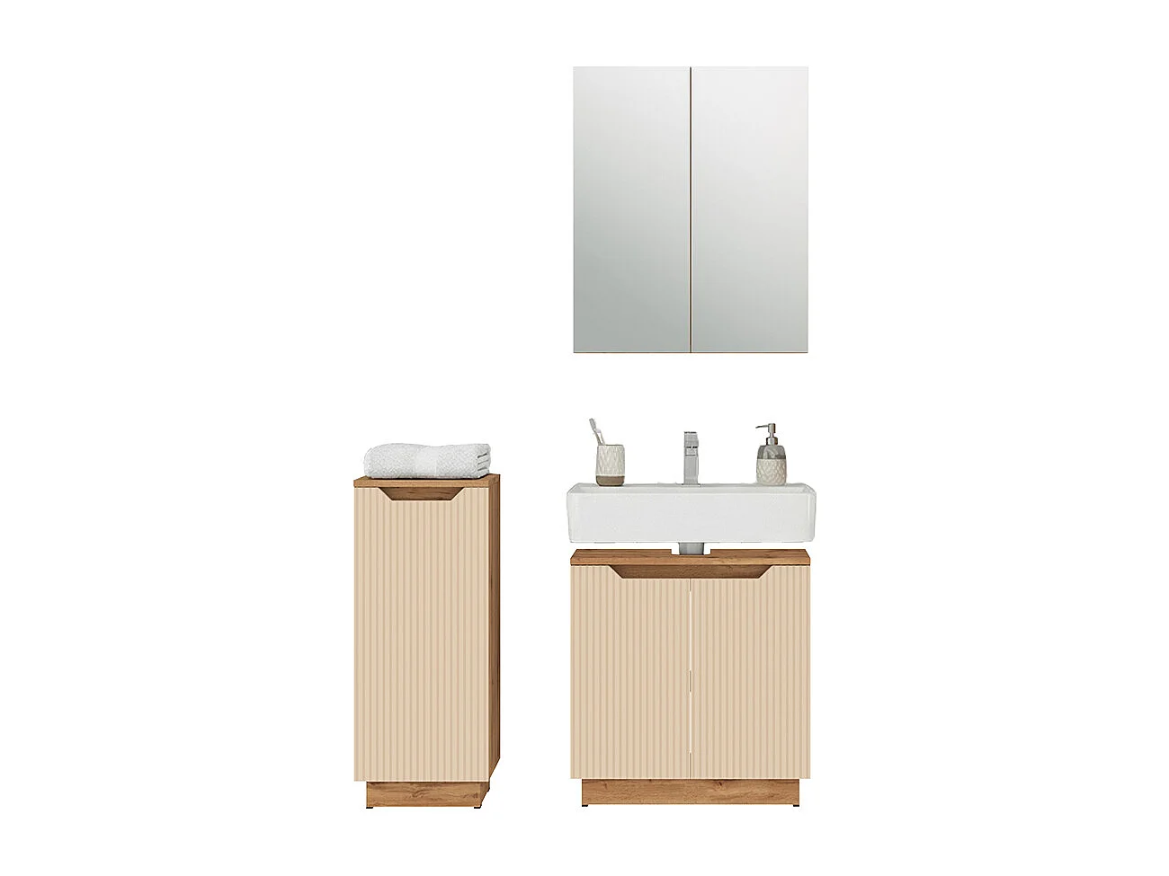 Conjunto de muebles de baño de 3 piezas rayas roble/cachemira 59.8x32x62.1 lotta