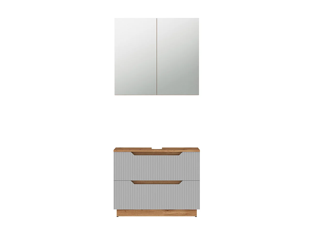 Badmöbel-Set eiche/grau gestreift 79.6x32x62.5 lotta