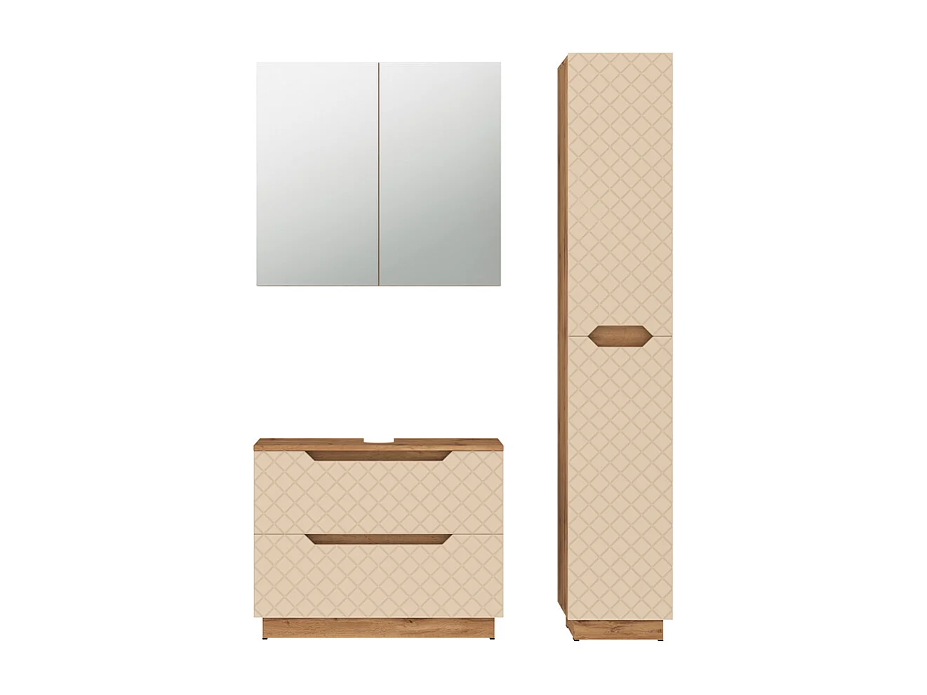 Badkamermeubelset eiken/kasjmier met tegelstructuur 79.6x32x62.5 lotta