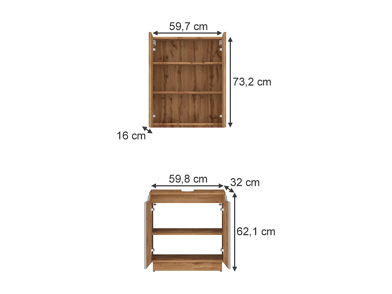 Badkamermeubelset eiken/grijs gestreept 59.8x32x62.1 lotta