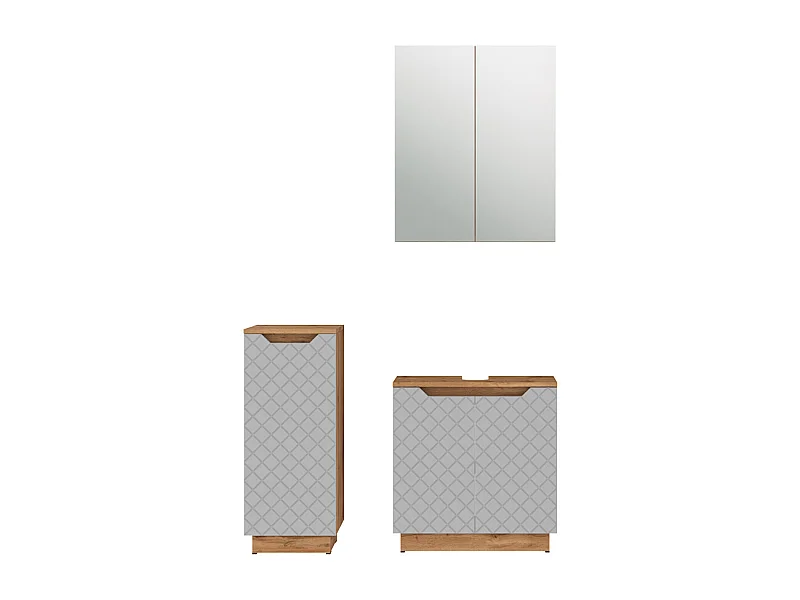 Badkamermeubelset eiken/grijs met tegelstructuur 59.8x32x62.1 lotta