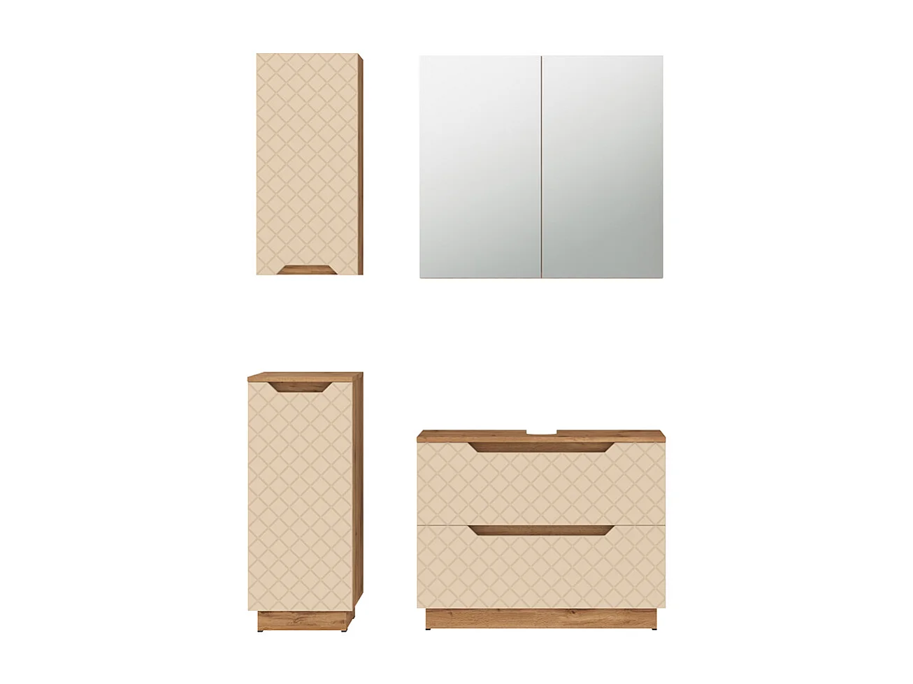 Set di mobili da bagno rovere/cashmere con struttura in piastrelle 79.6x32x62.5 lotta