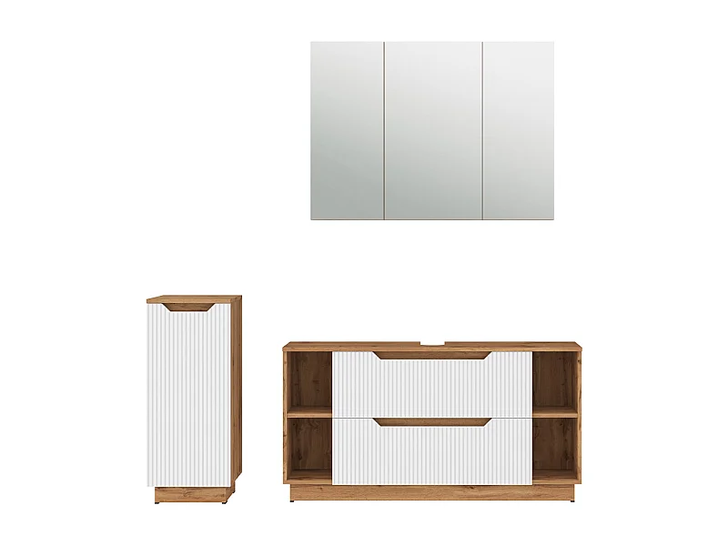Badmöbel-Set eiche/weiß gestreift 119.2x35x62.5 lotta