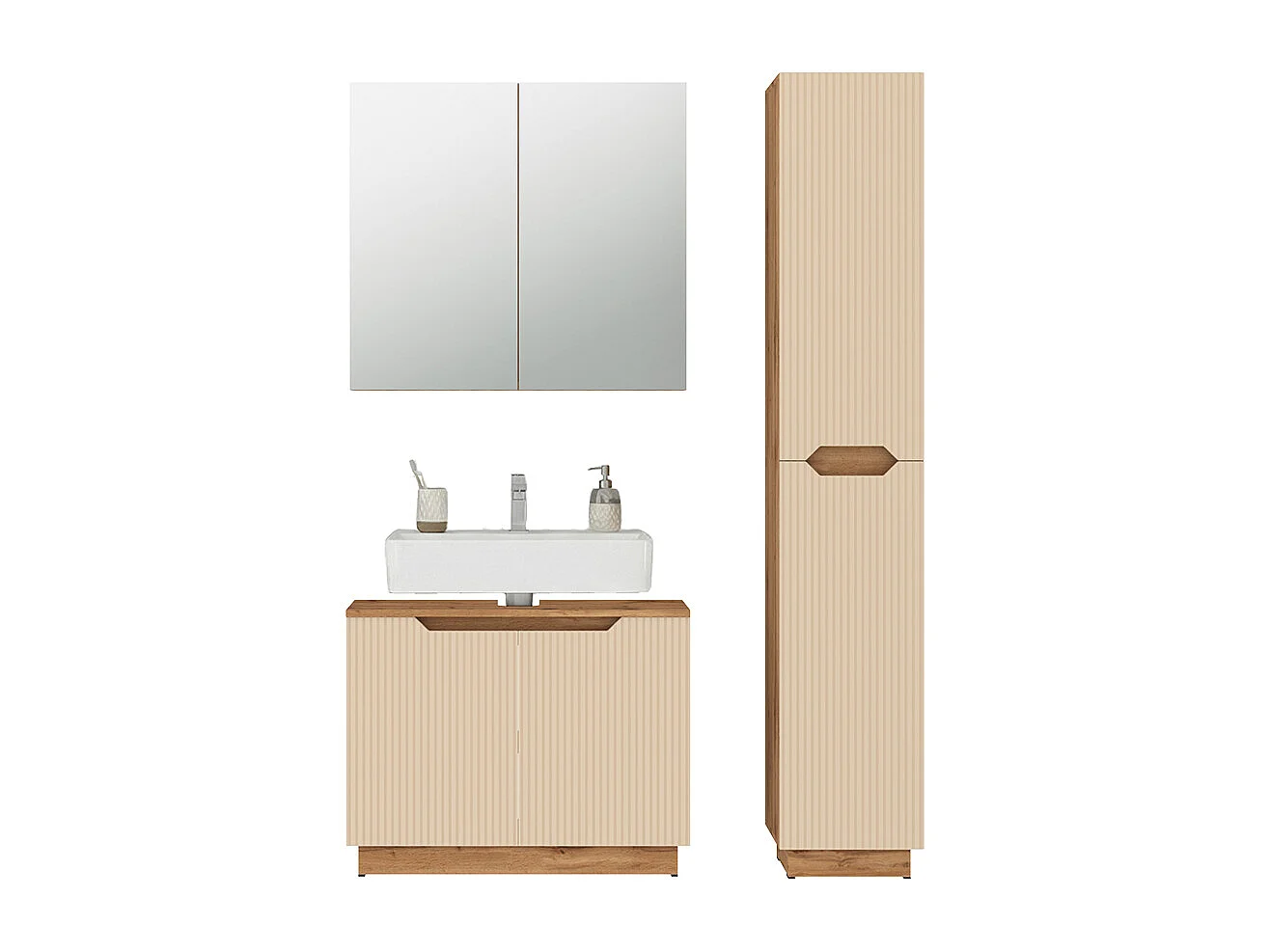 Meubles bain chêne/cachemire rayé 79.6x32x62.5 lotta