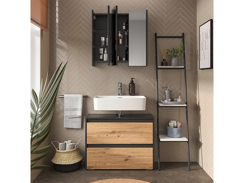 Badmöbel-Set anthrazit/artisan 80.1x30.1x62 majest