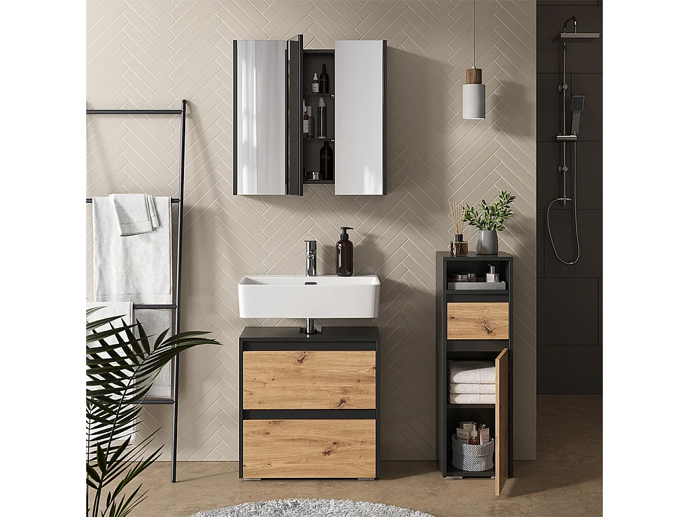 Badmöbel-Set anthrazit/artisan 60.1x30.1x62 majest