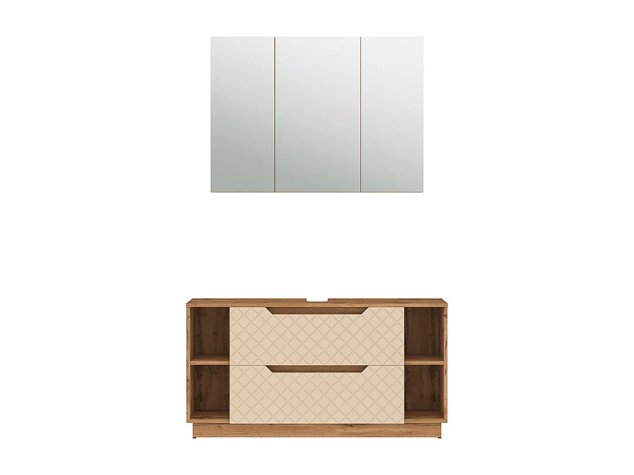 Badmöbel-Set eiche/kaschmir mit kachelstruktur 119.2x35x62.5 lotta