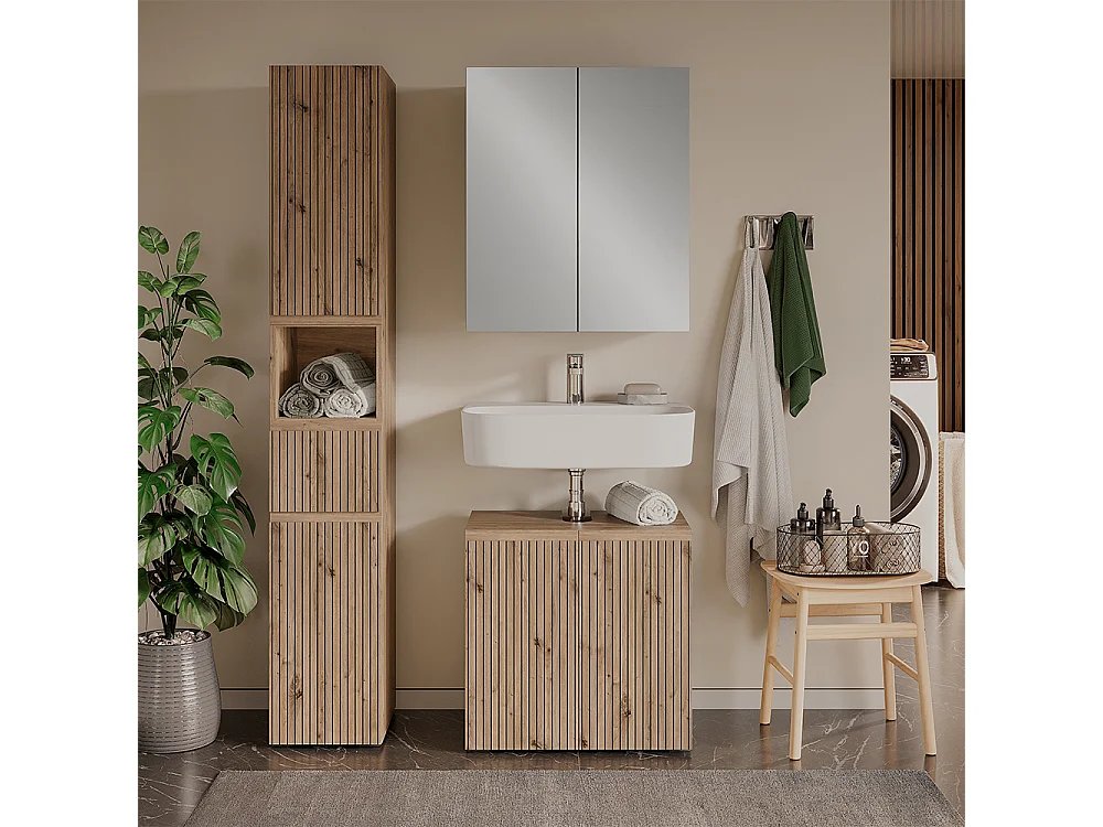 Ensemble de meubles de salle de bain 3 pièces artisan 60x35x58 takumi