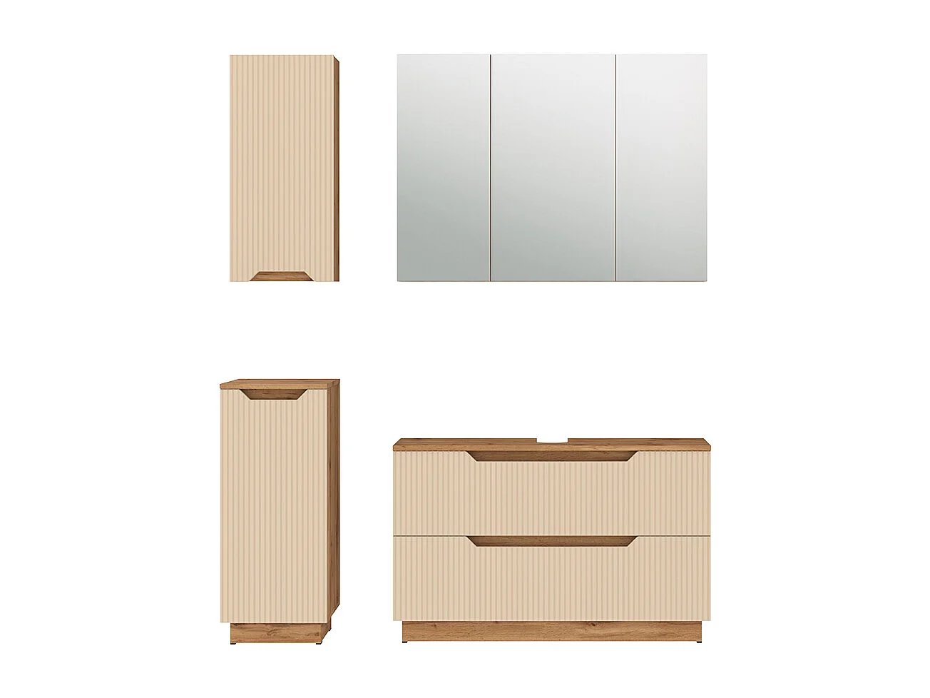 Badmöbel-Set eiche/kaschmir gestreift 99.4x32x62.5 lotta