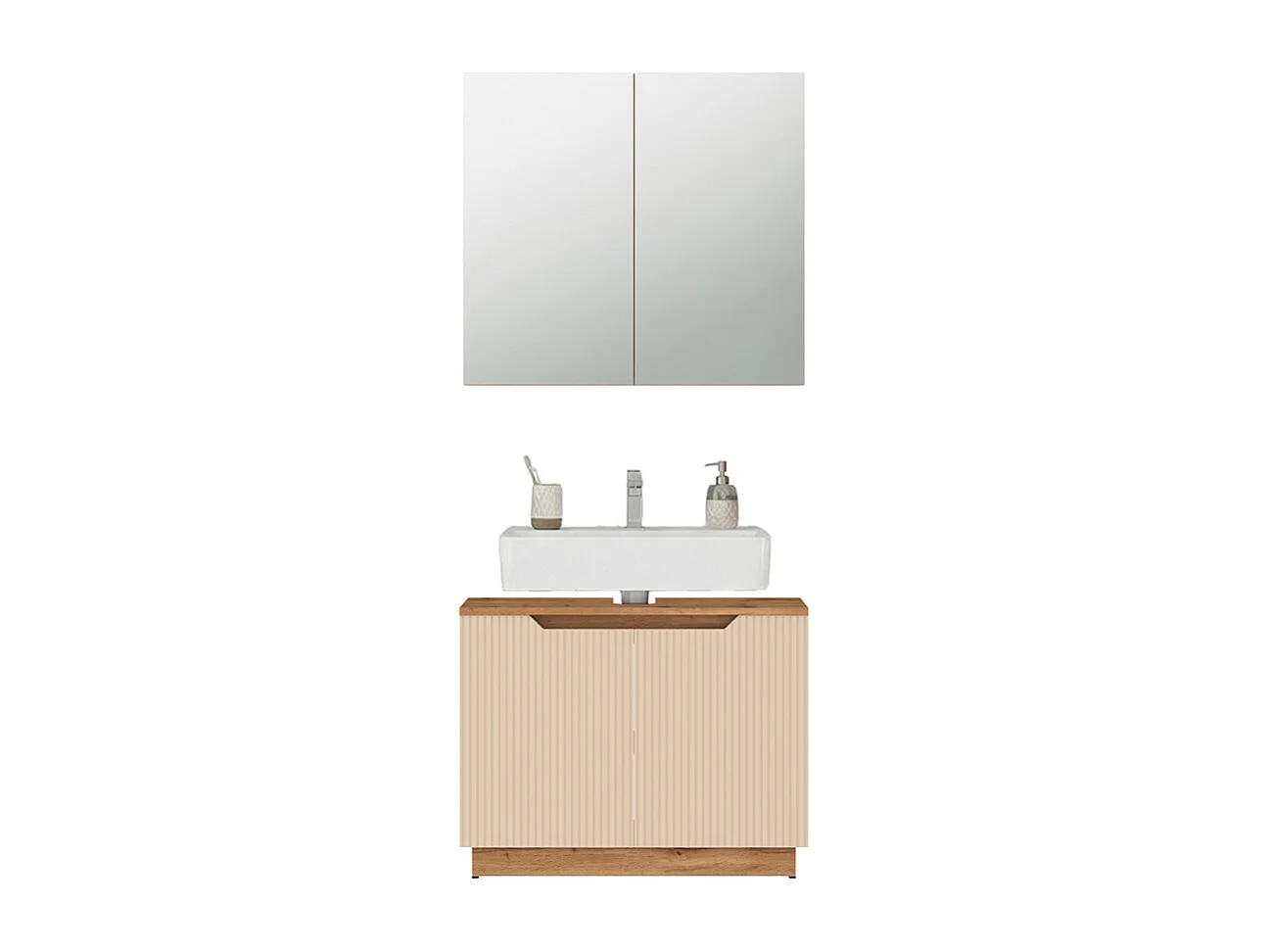 Set di mobili da bagno rovere/cashmere a righe 79.6x32x62.1 lotta